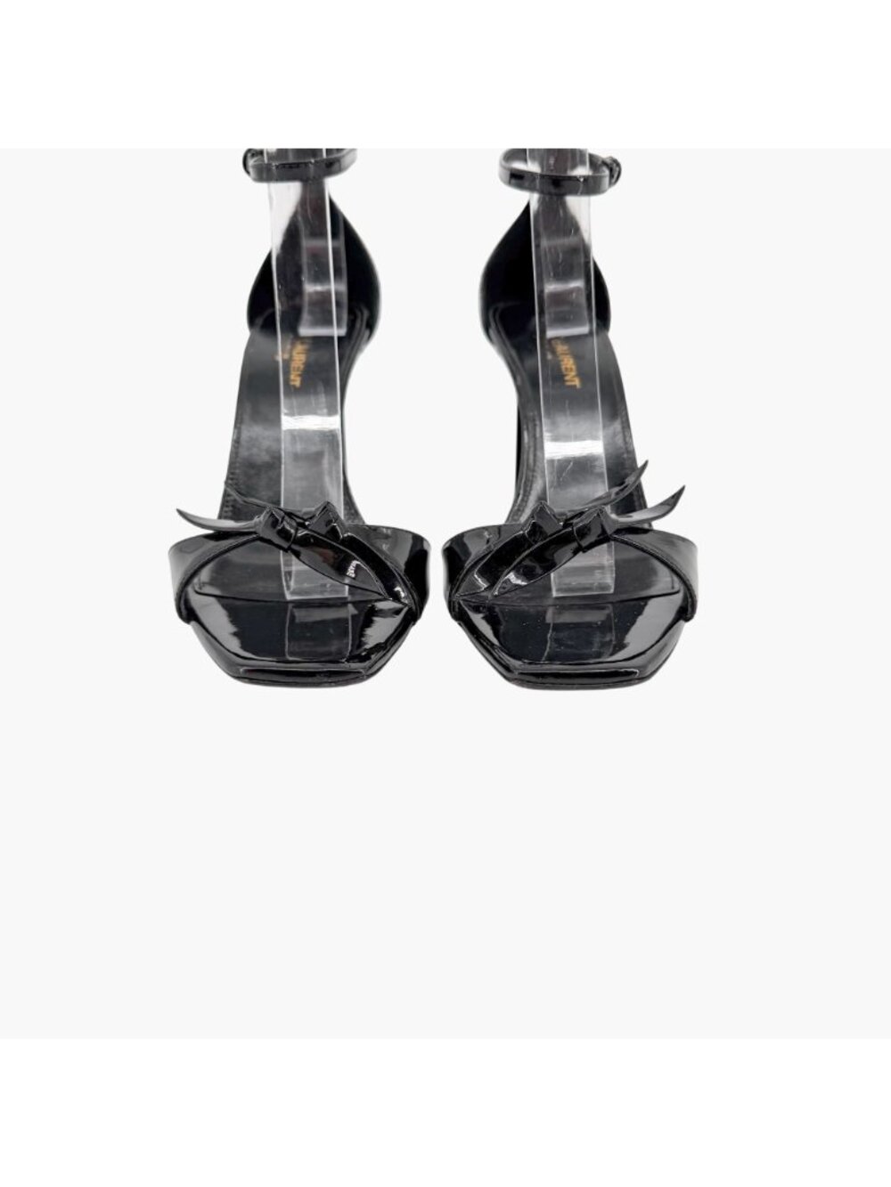 Saint Laurent Bea 90 Knot Patent Leather Sandals Heels Black Size 38.5 US 8.5 - Picture 4 of 13